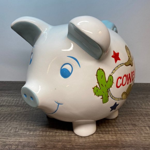 Piggy Bank Ceramic Pig with Texas Cowboy Deputy Sheriff - Picture 5 of 8
